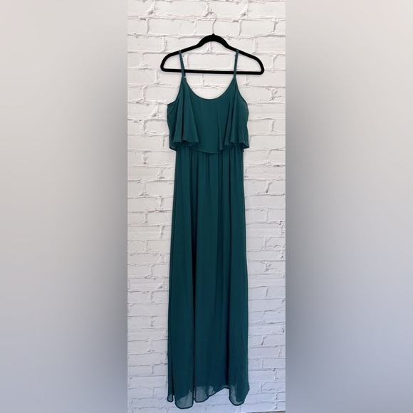 Show Me Your Mumu Caitlin Ruffle Maxi Dress Deep Jade Size Small - Picture 3 of 6